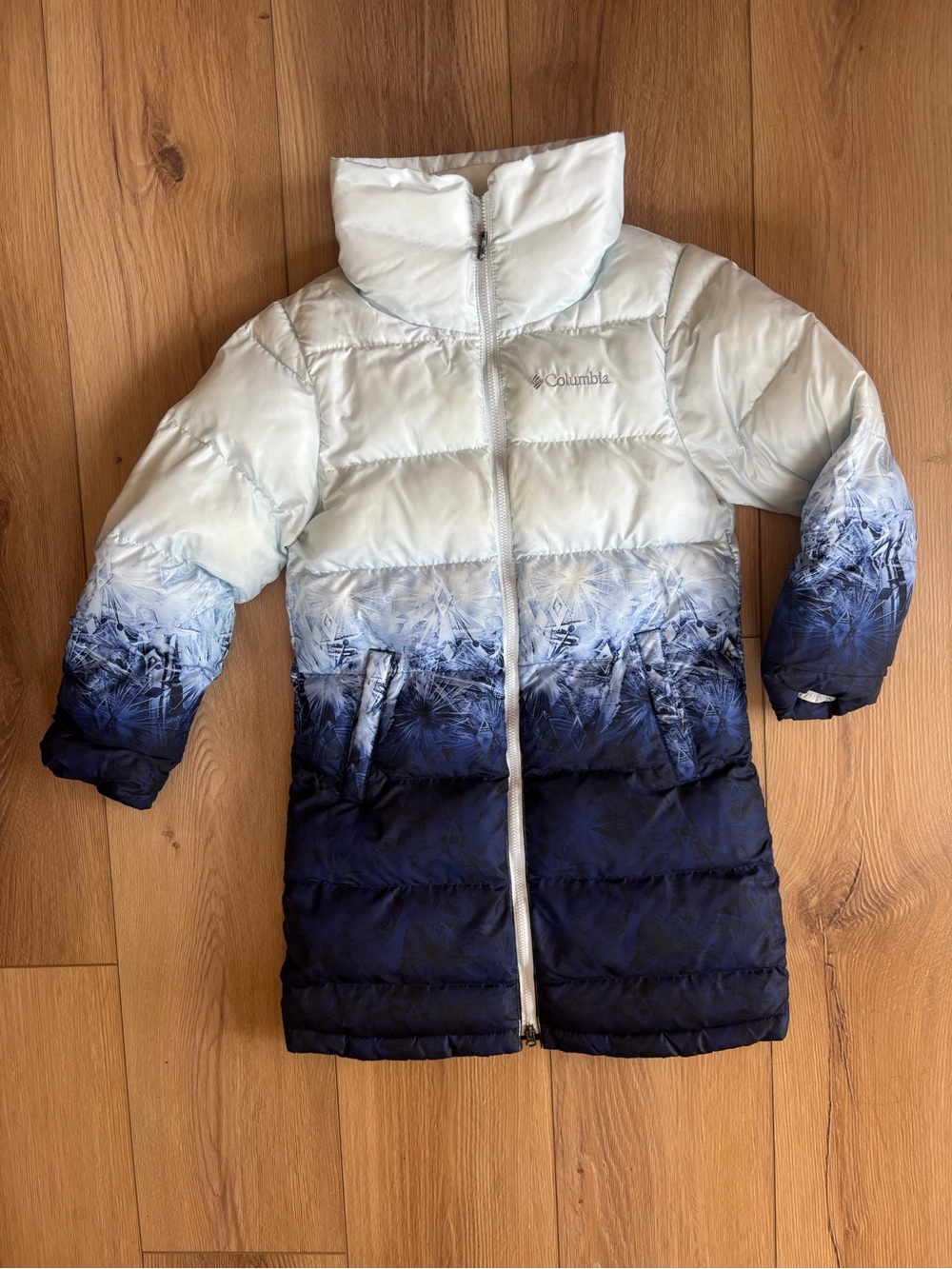 Columbia Girls Ombre Blue White Puffer Coat